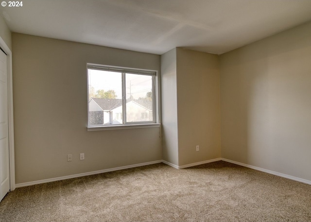 spare room featuring light carpet