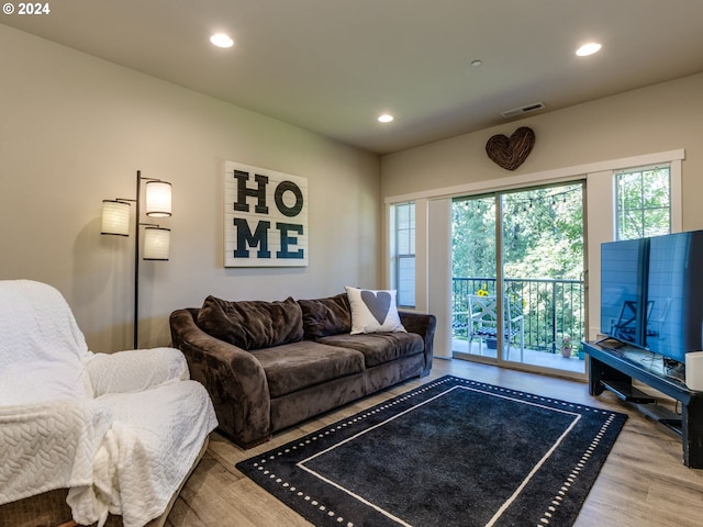 living room with hardwood / wood-style floors