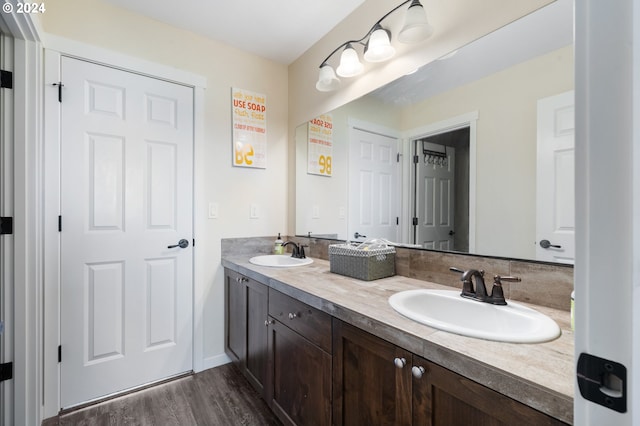 bathroom featuring wood-type flooring and vanity