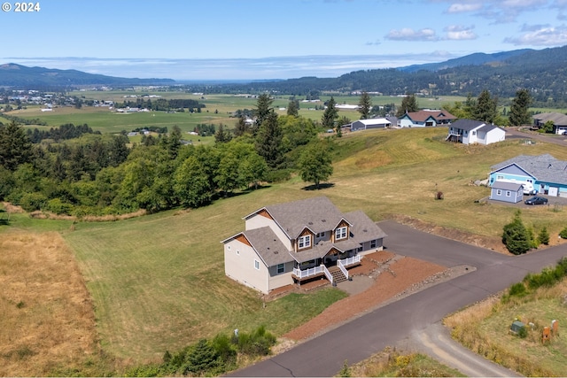 aerial view with a mountain view