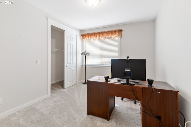 view of carpeted home office