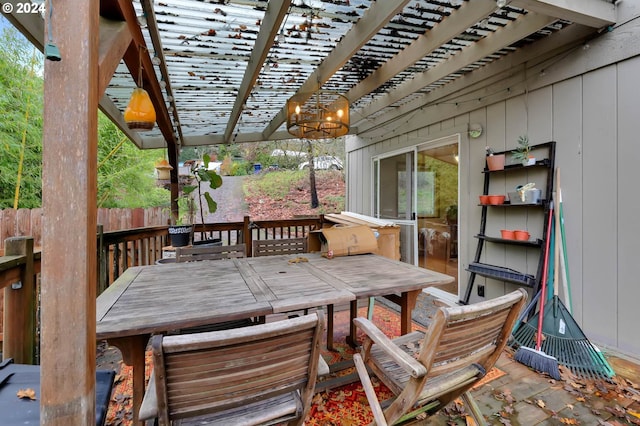 wooden deck featuring a pergola