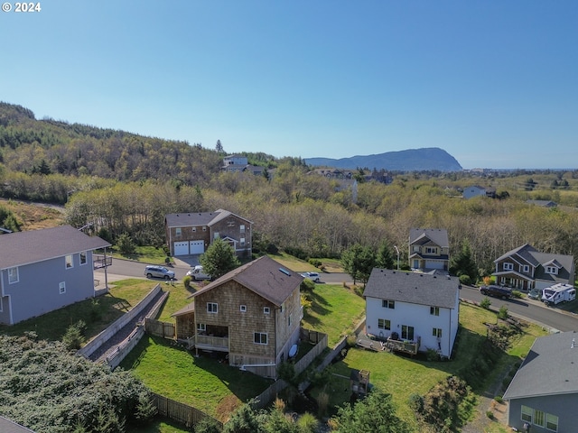 aerial view with a mountain view