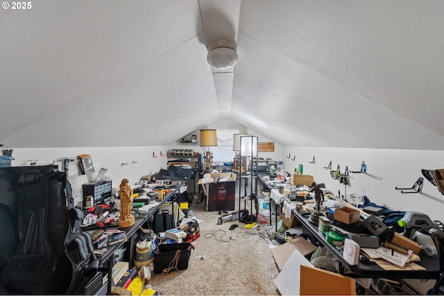 bonus room with carpet and vaulted ceiling