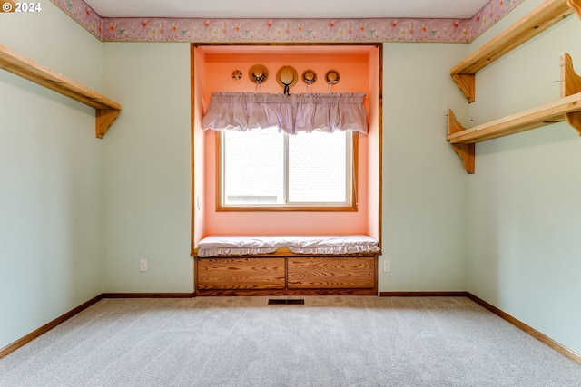 walk in closet with carpet