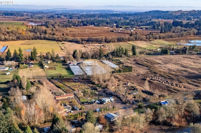 birds eye view of property featuring a rural view