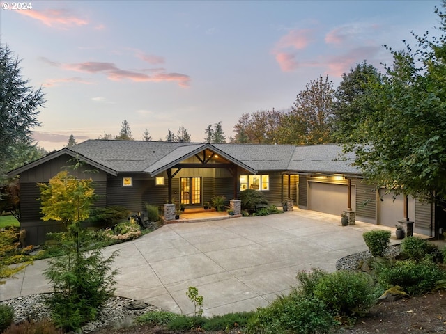 view of front of home with a garage