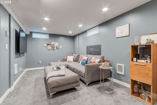 living room featuring carpet flooring