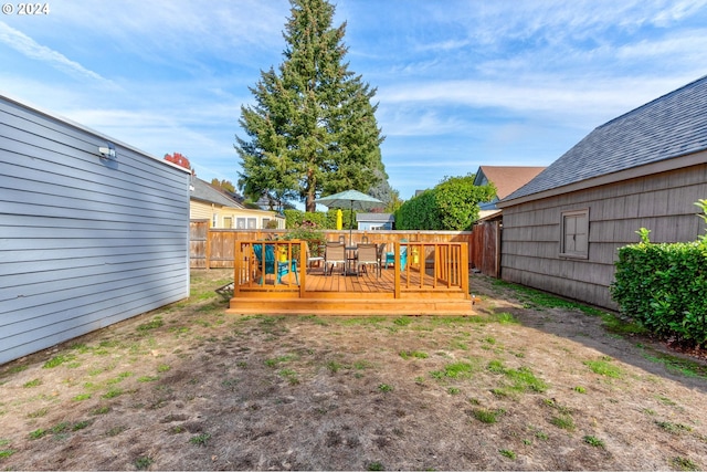 view of yard featuring a deck