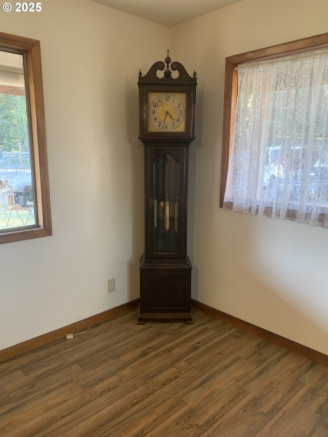 unfurnished room featuring dark hardwood / wood-style floors