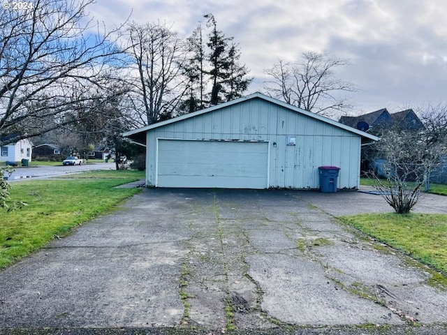 garage with a yard