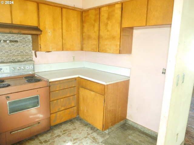 kitchen with white range with electric cooktop