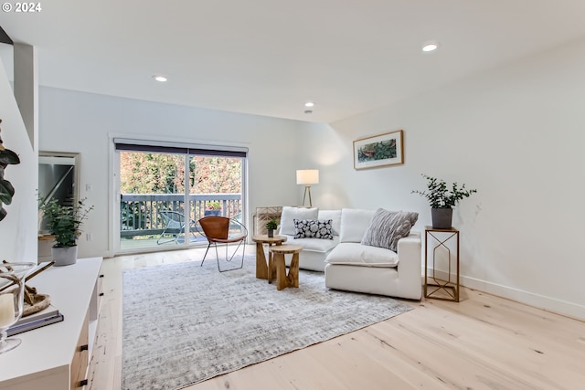 living room with light hardwood / wood-style floors