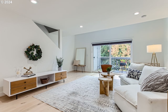 living room with light wood-type flooring