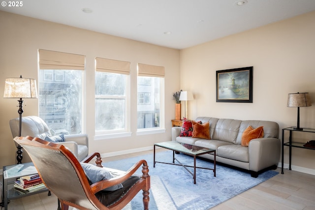 living room featuring light hardwood / wood-style floors