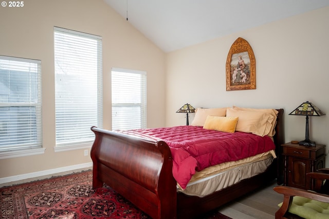 bedroom with vaulted ceiling