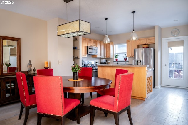 dining space featuring light hardwood / wood-style floors