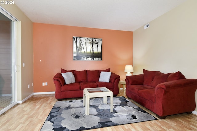 living room with light wood-type flooring