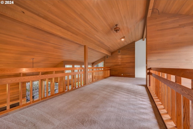92932 Paschelke Rd, Marcola, OR 97454 - additional living space with wood walls, carpet, and wood ceiling