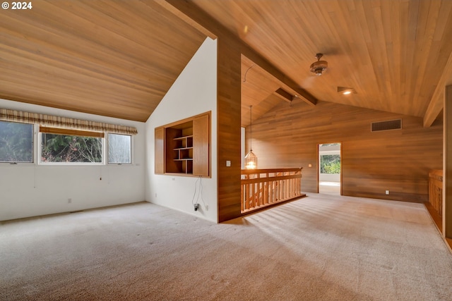 92932 Paschelke Rd, Marcola, OR 97454 - bonus room featuring wooden ceiling, wood walls, healthy amount of natural light, and carpet floors