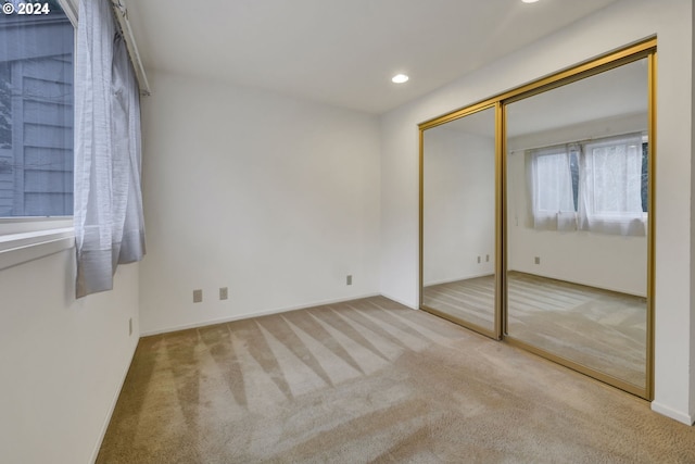 92932 Paschelke Rd, Marcola, OR 97454 - unfurnished bedroom featuring carpet, recessed lighting, a closet, and baseboards