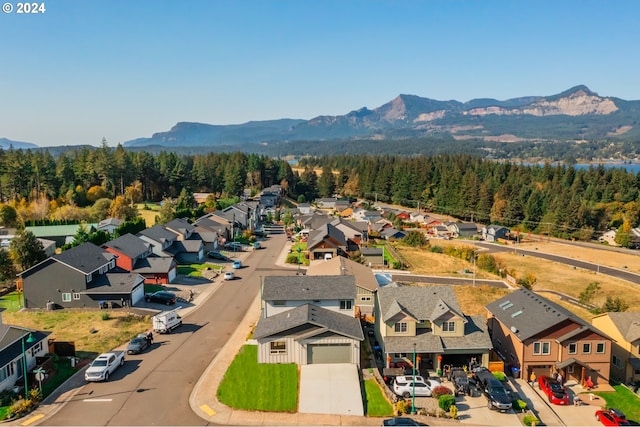 birds eye view of property with a mountain view