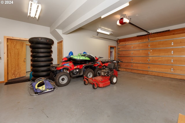 garage with a garage door opener