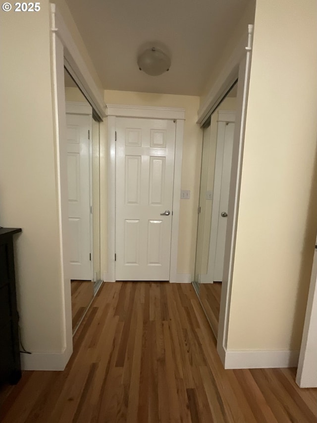 hall featuring wood-type flooring