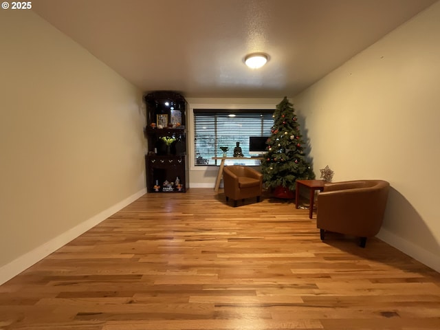 living area featuring light wood-type flooring