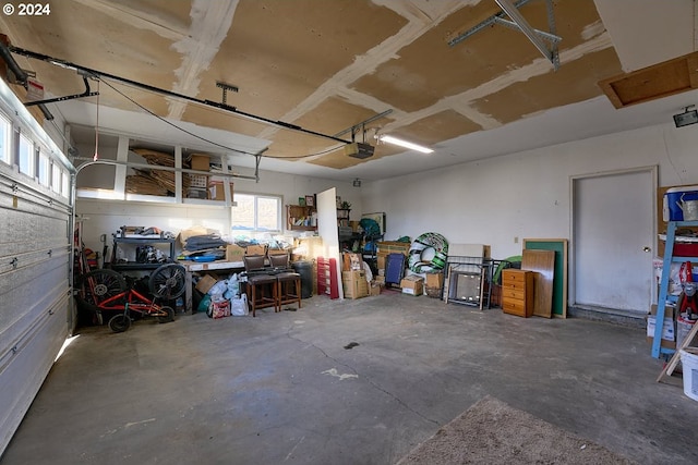 garage with a garage door opener