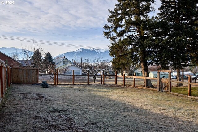 view of yard with a mountain view