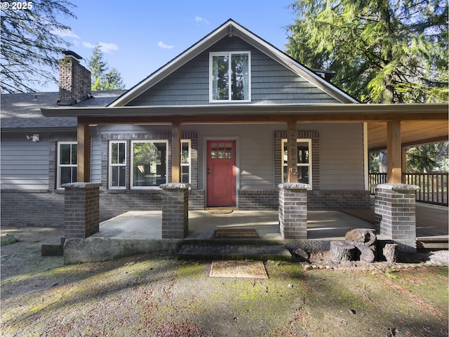 view of front facade featuring covered porch