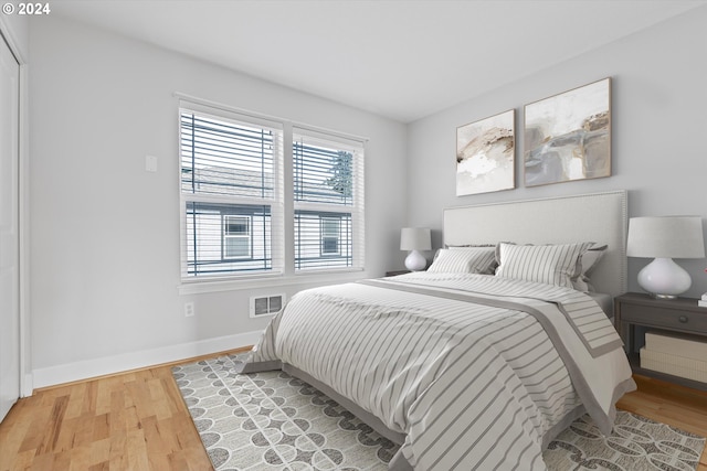 bedroom featuring light hardwood / wood-style flooring