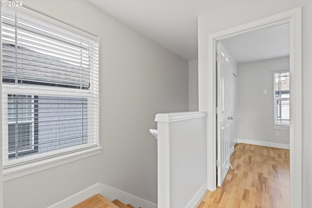 hallway with light hardwood / wood-style flooring