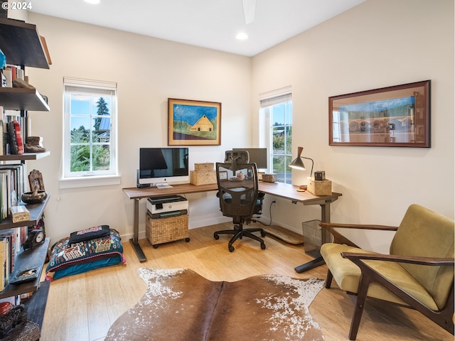 office area featuring light wood-type flooring