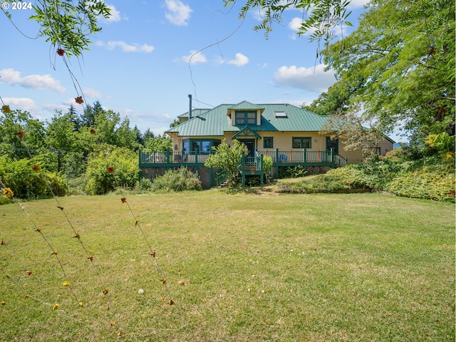 view of yard featuring a deck