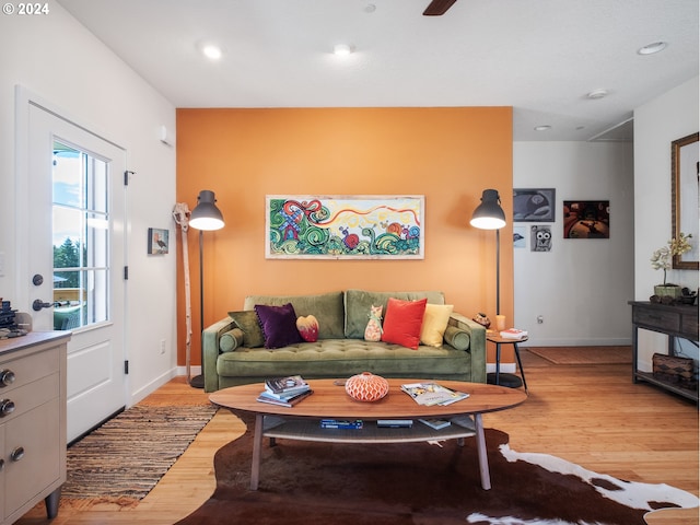 living room featuring light hardwood / wood-style flooring