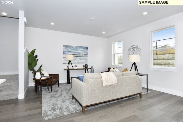 living room with hardwood / wood-style floors