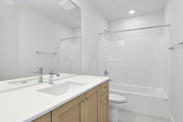 full bathroom with vanity, toilet, and shower / bath combination