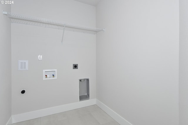 laundry room with electric dryer hookup and hookup for a washing machine