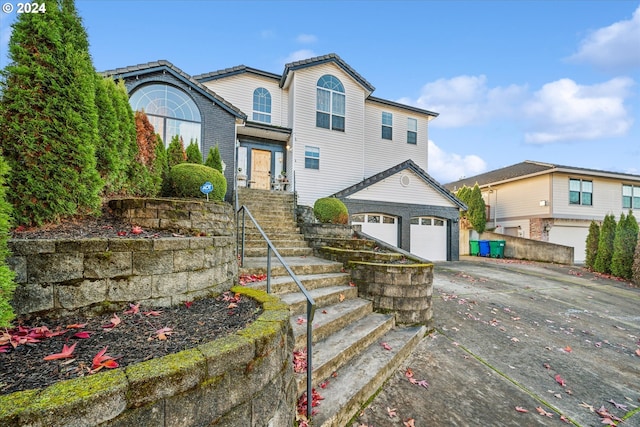 front of property featuring a garage