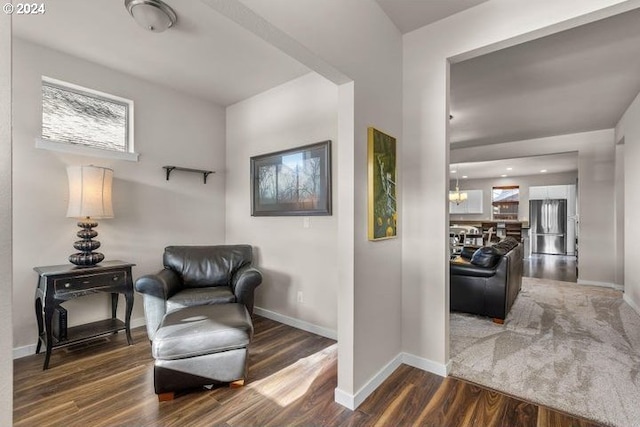 living area featuring dark hardwood / wood-style flooring