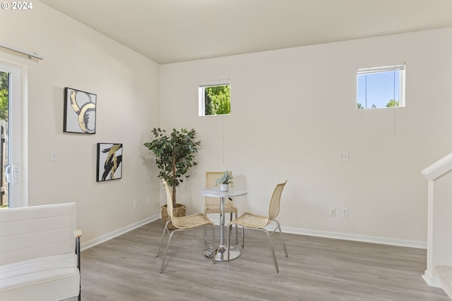 living area featuring light hardwood / wood-style floors