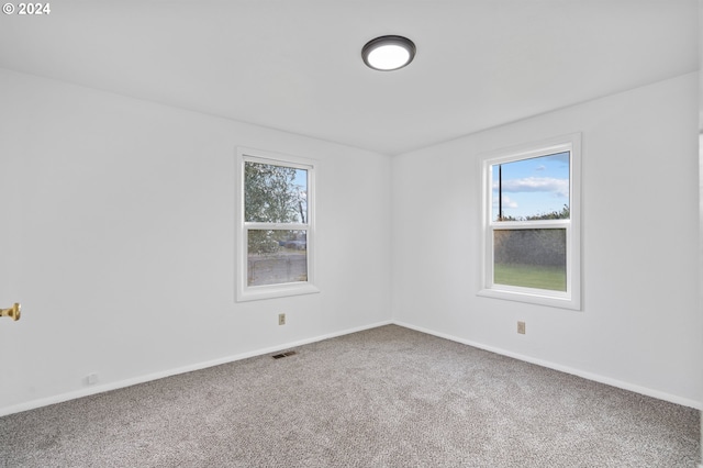 empty room featuring a healthy amount of sunlight and carpet floors