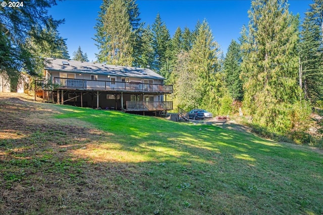 view of yard featuring a deck