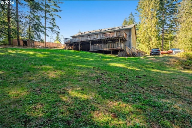 view of yard with a deck