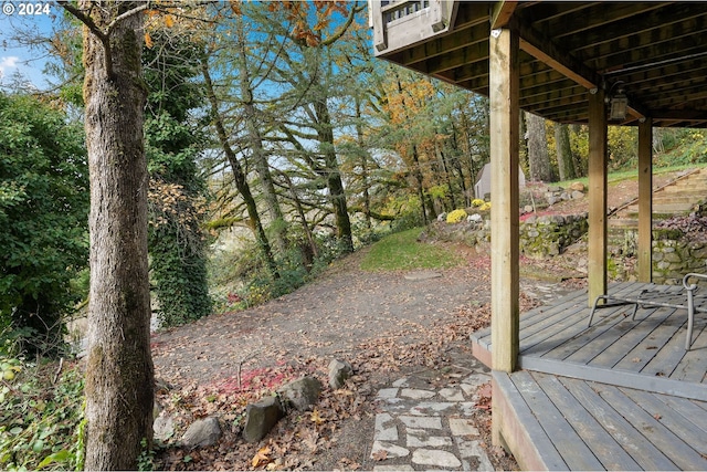 view of yard featuring a deck