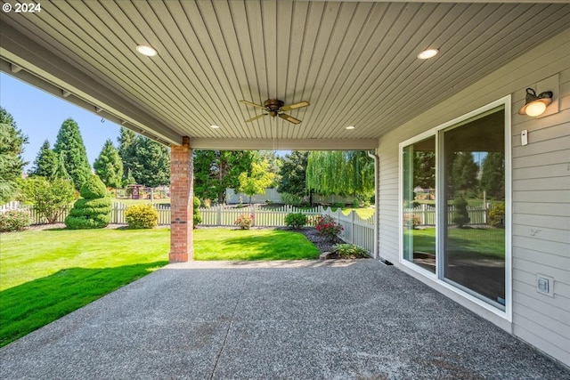 view of patio / terrace with ceiling fan