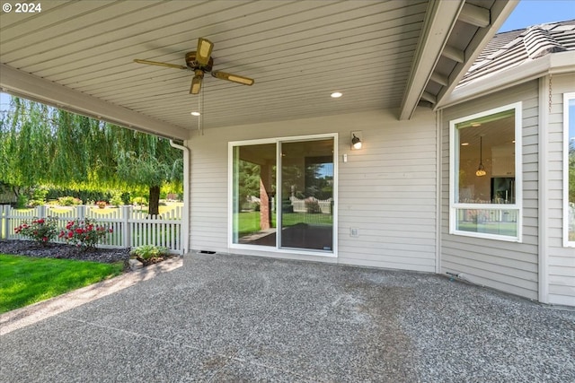 view of patio / terrace featuring ceiling fan