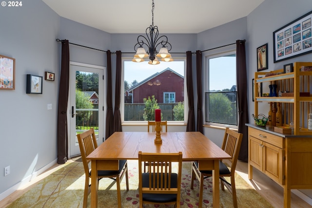 dining room featuring a chandelier